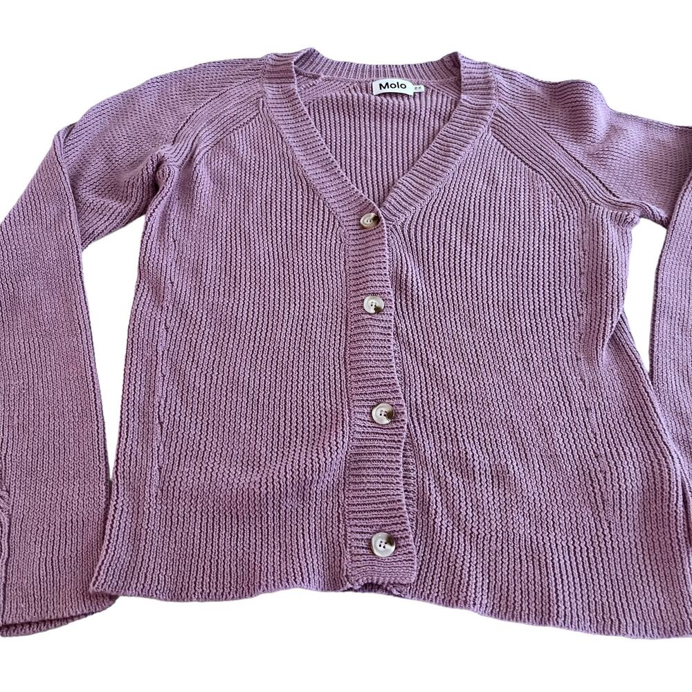 Molo Girls Gilda Purple Orchid Ribbed Knit Cardigan size 15-16